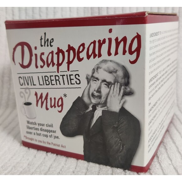 DISAPPEARING CIVIL LIBERTIES "Bill of Rights Mug" Color Changing- New Sealed - Picture 7 of 13